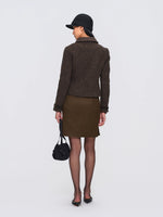 Metal-Button Wool-Blend Structured Short Jacket