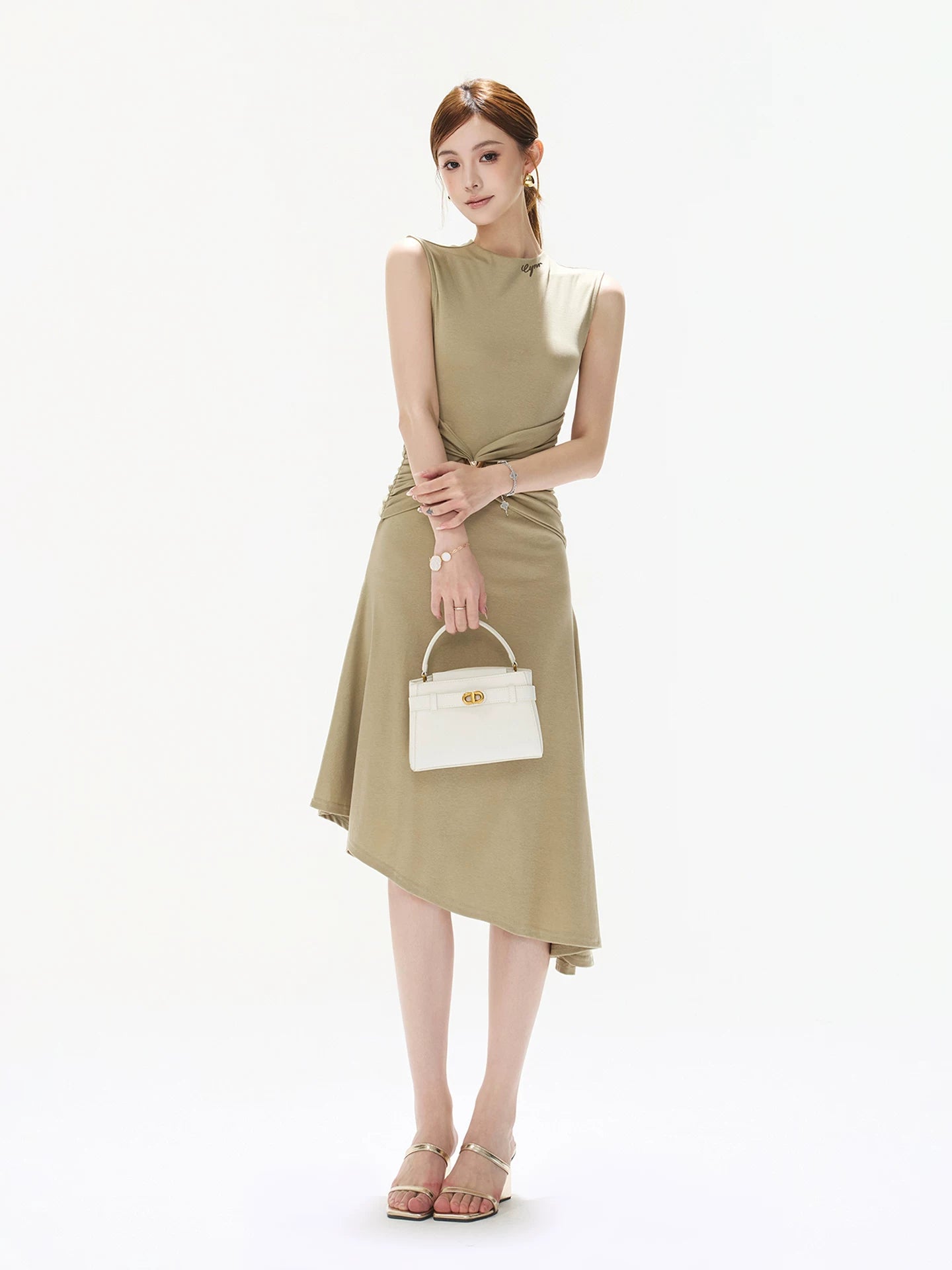 Brown Twisted Waist Dress
