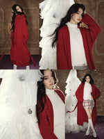 Red Relaxed Drop-Shoulder Wool Coat