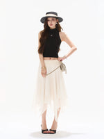 Asymmetrical Chiffon Midi Skirt