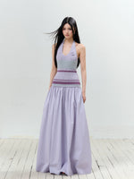 Lurex Halter V-Neck Backless Maxi Dress