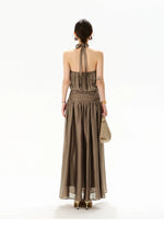 Floral Halter Chiffon Maxi Dress