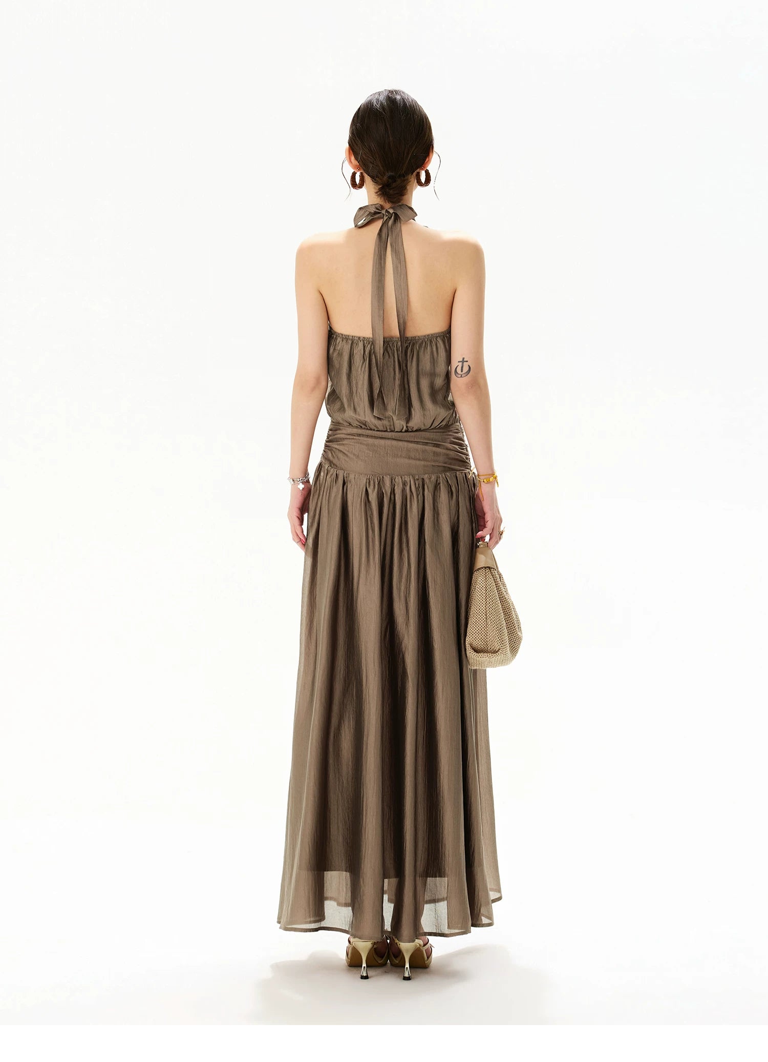 Floral Halter Chiffon Maxi Dress