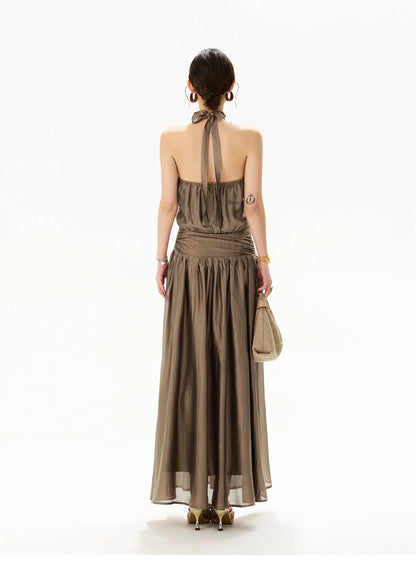 Floral Halter Chiffon Maxi Dress