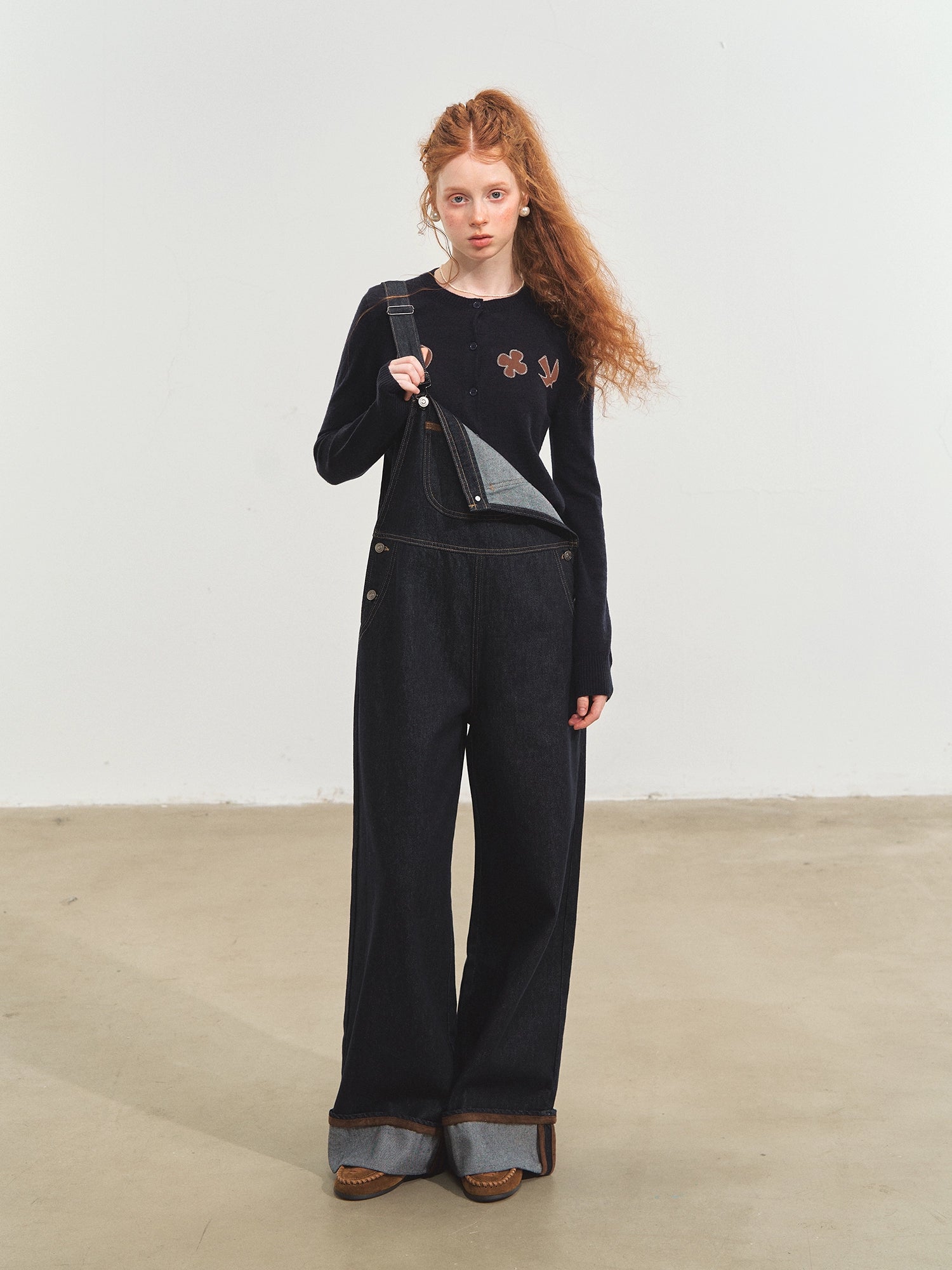 Raw Denim Cuffed Overalls