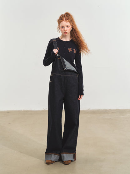 Raw Denim Cuffed Overalls
