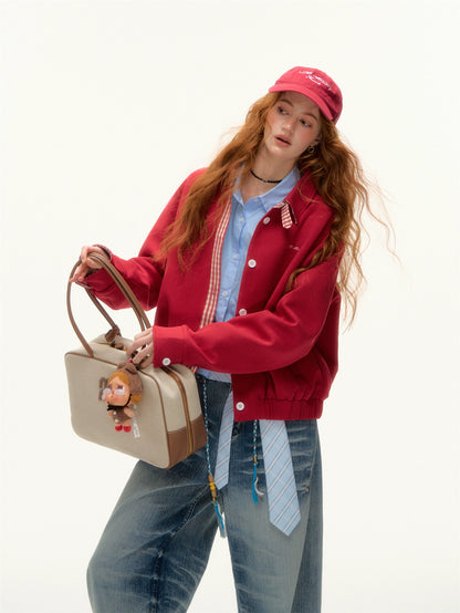 Red Plaid Collar Jacket