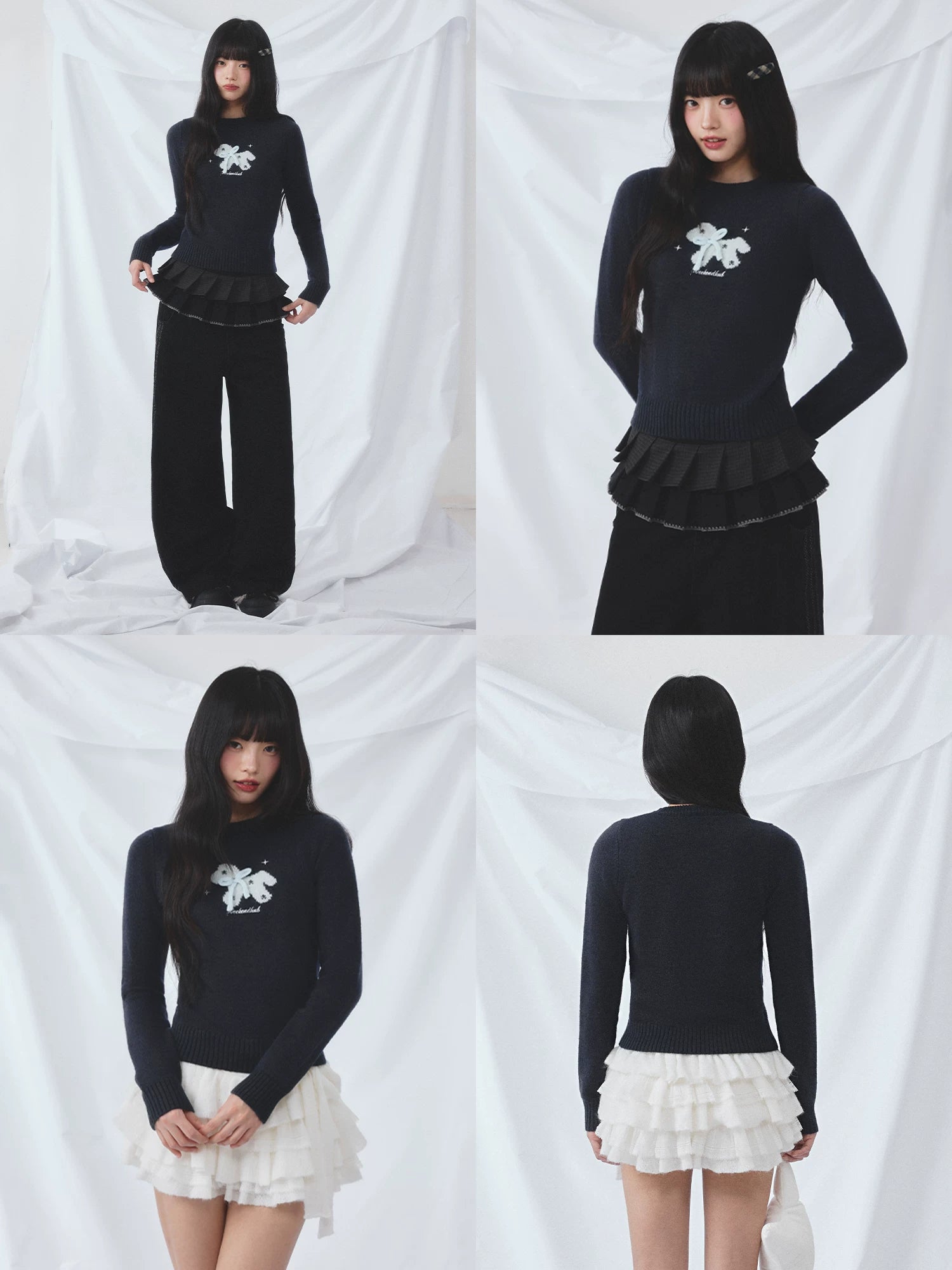 Navy Blue Butterfly Knit Top