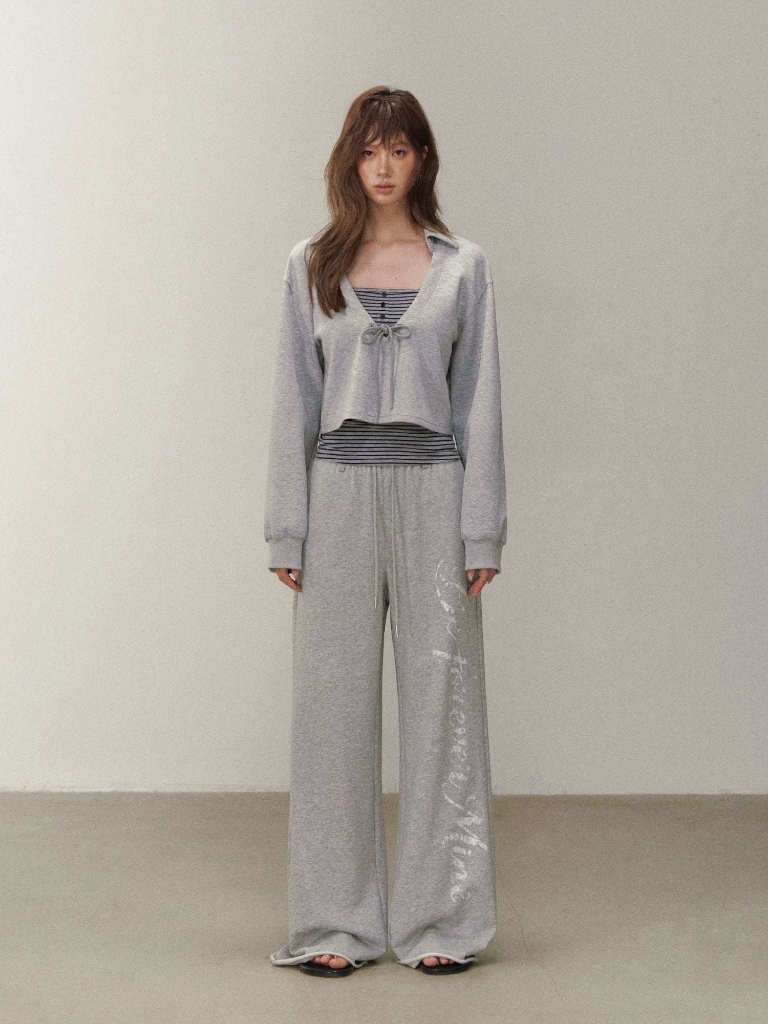 Letter Print Wide Leg Pants