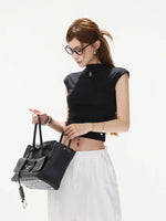 Black Embroidered Short Tee