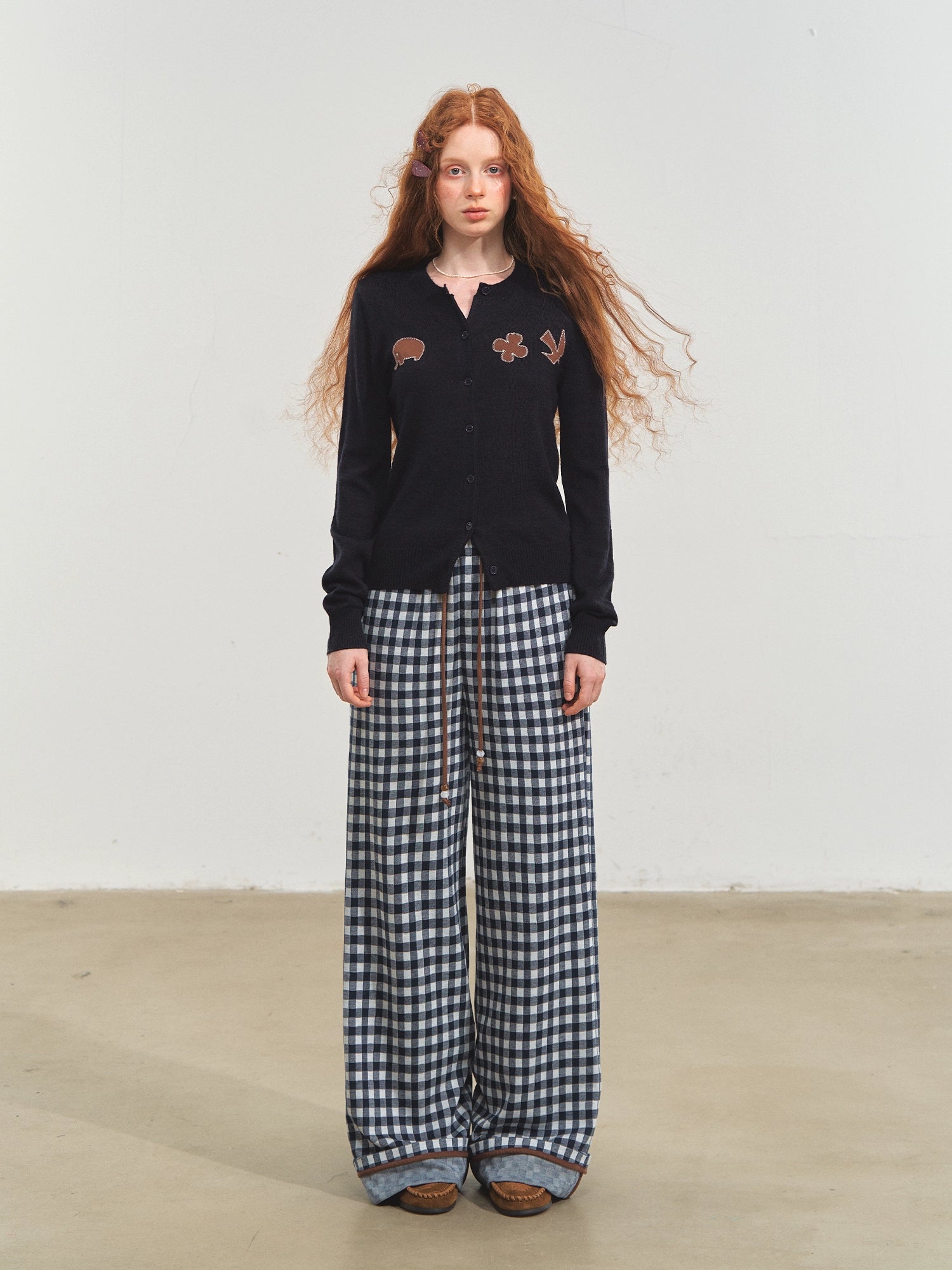 Crewneck Cartoon Patch Embroidered Cardigan