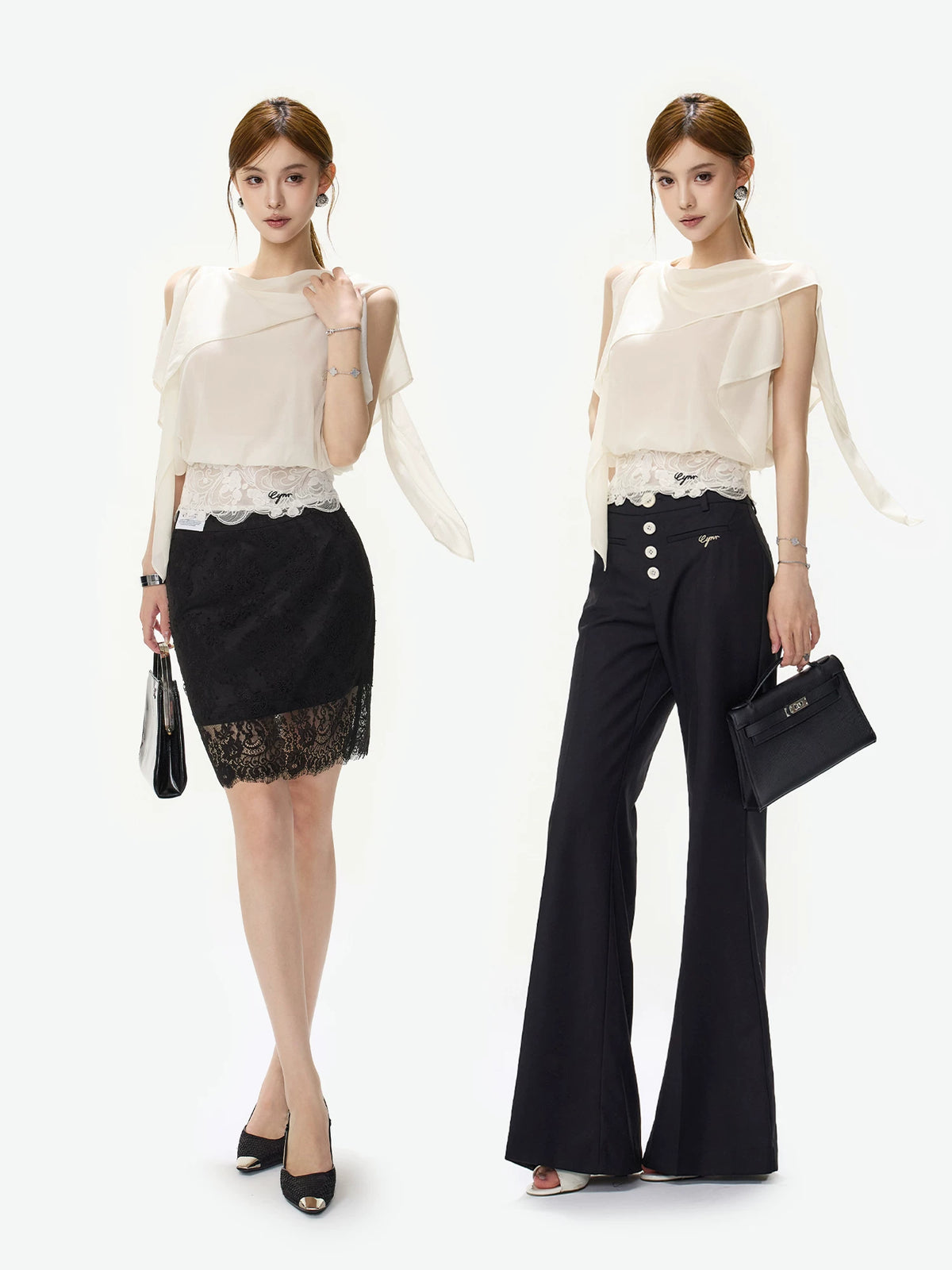 Off Shoulder Chiffon Blouse
