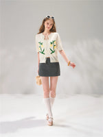 Floral Tie Knit Cardigan