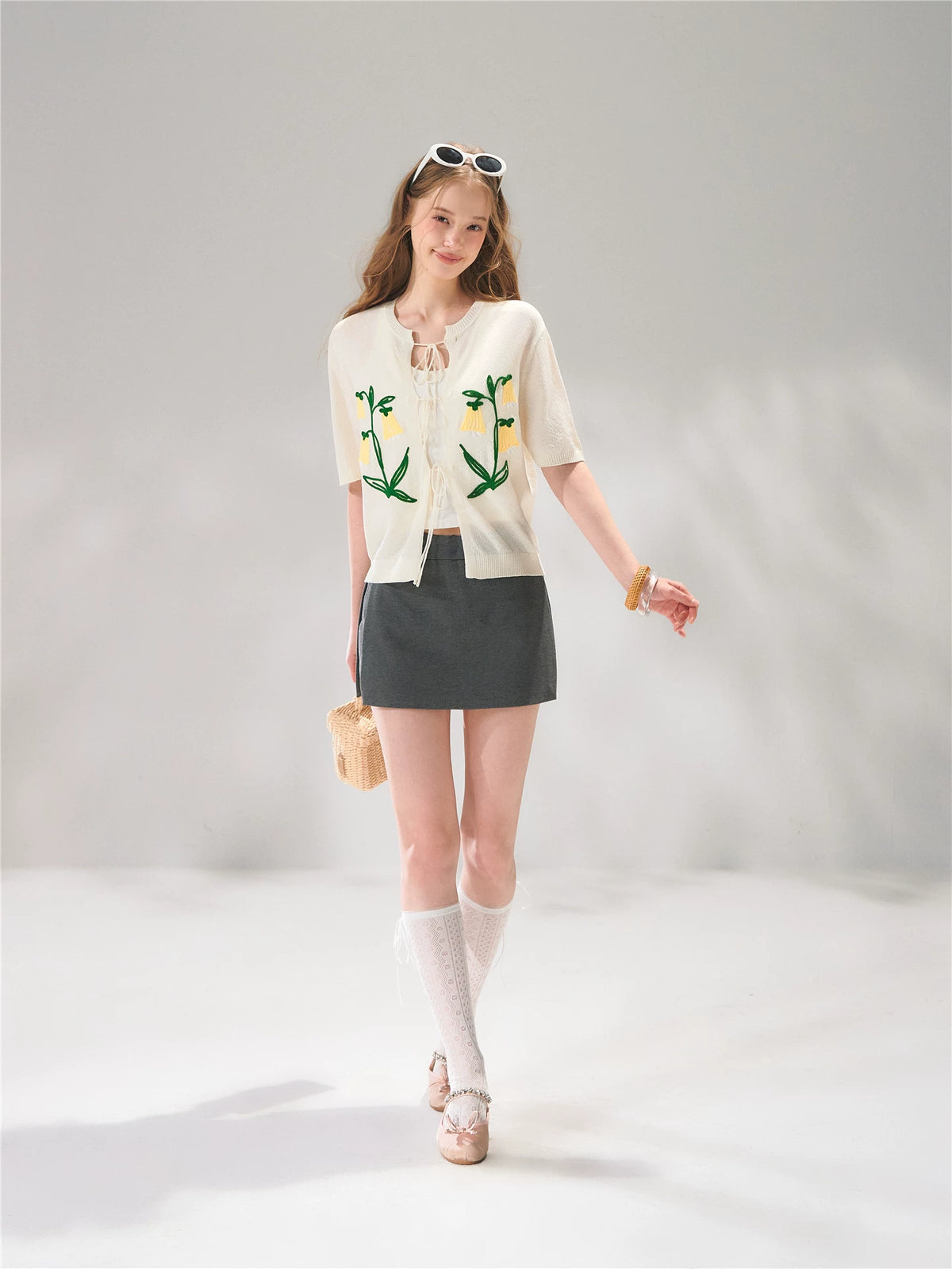 Floral Tie Knit Cardigan