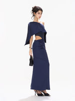 Asymmetrical Satin Maxi Dress