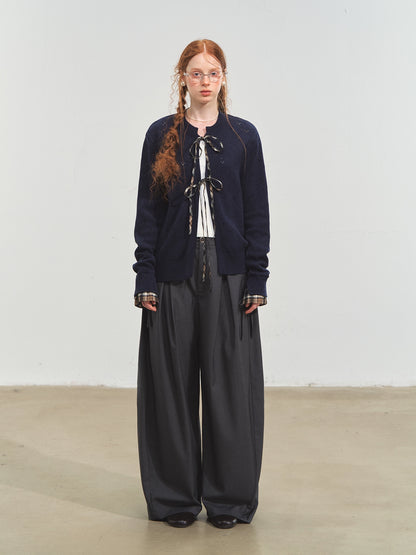 Vintage Plaid Tie Cardigan