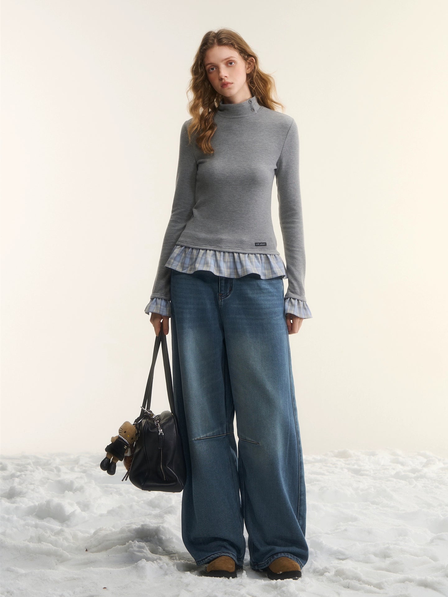 Fleece-Lined Curved-Leg Jeans