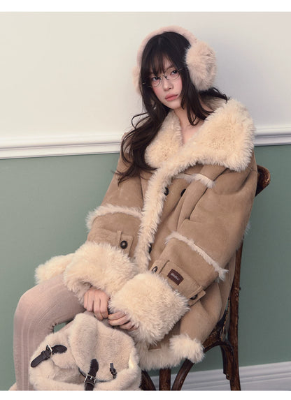 Vintage Suede Faux Fur Coat