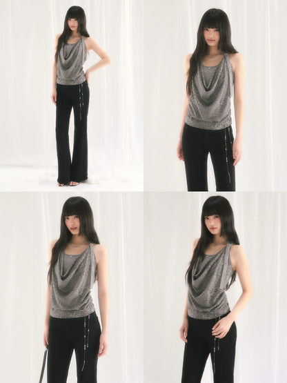 Gray Leopard Halter Top