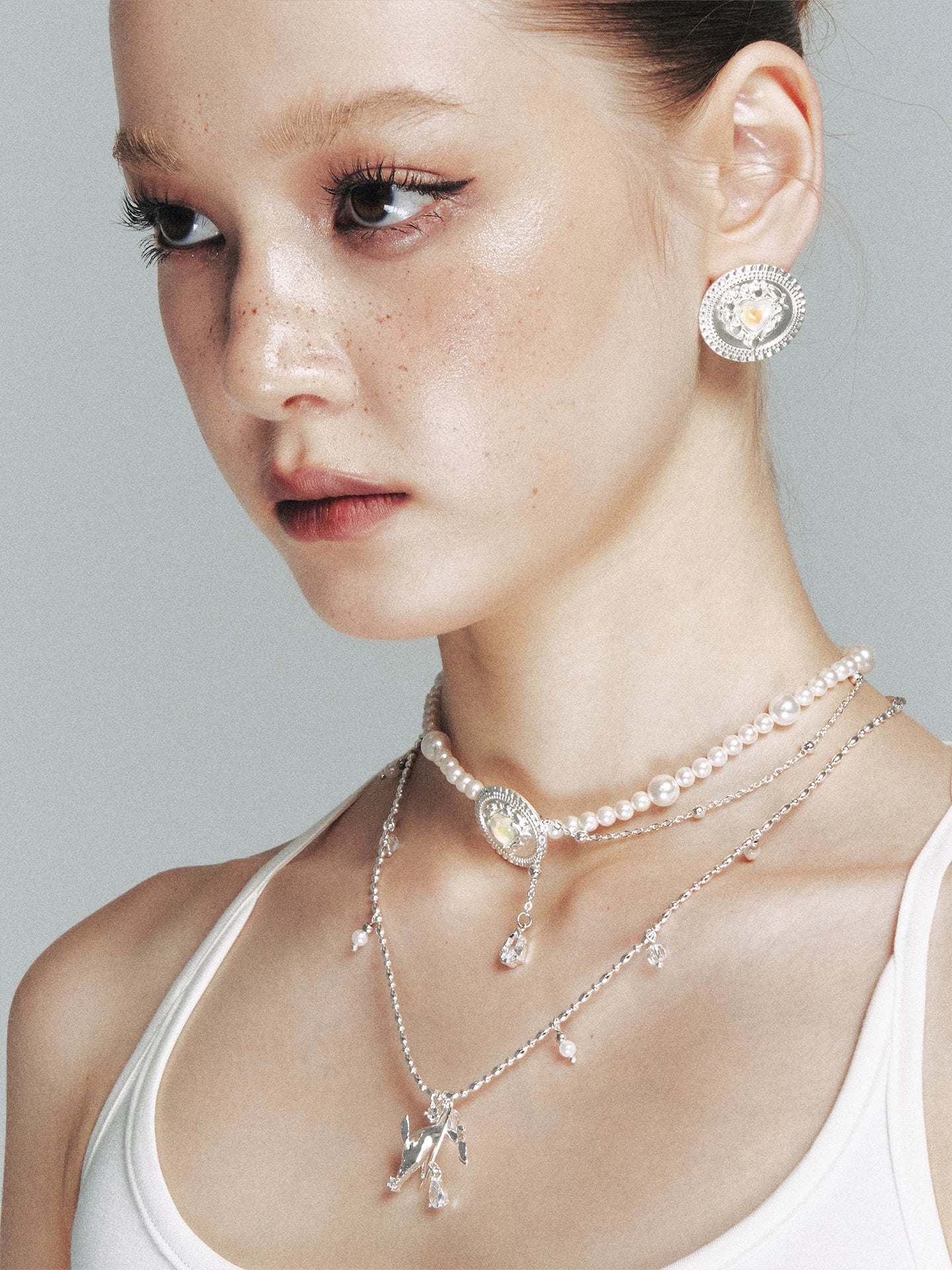Opal Pearl Heart Necklace