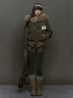 Faux Fur Lined Zipper Fur Collar Jacket