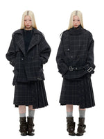 Vintage Plaid Wool Blend Jacket Set