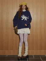 Cat Embroidery Jacquard Knit Sweater