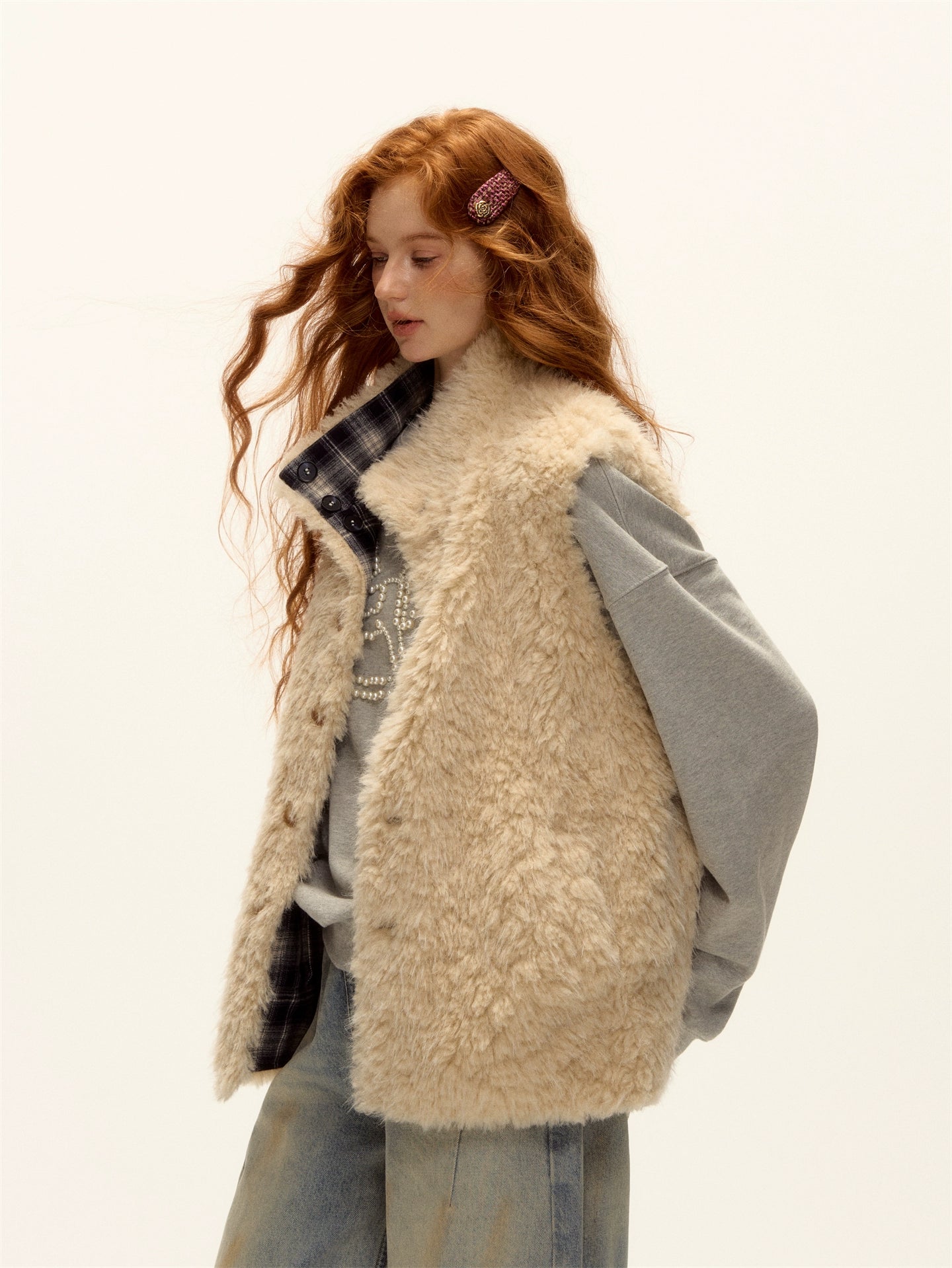 Reversible Check Fleece Vest