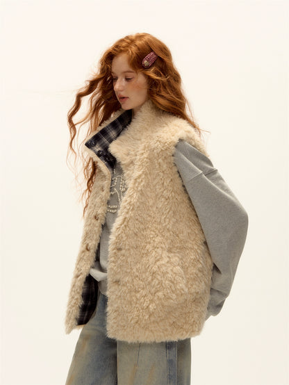 Reversible Check Fleece Vest