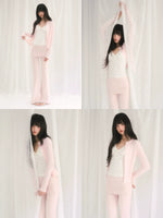 Openwork Jacquard Knit Cardigan & Camisole Set