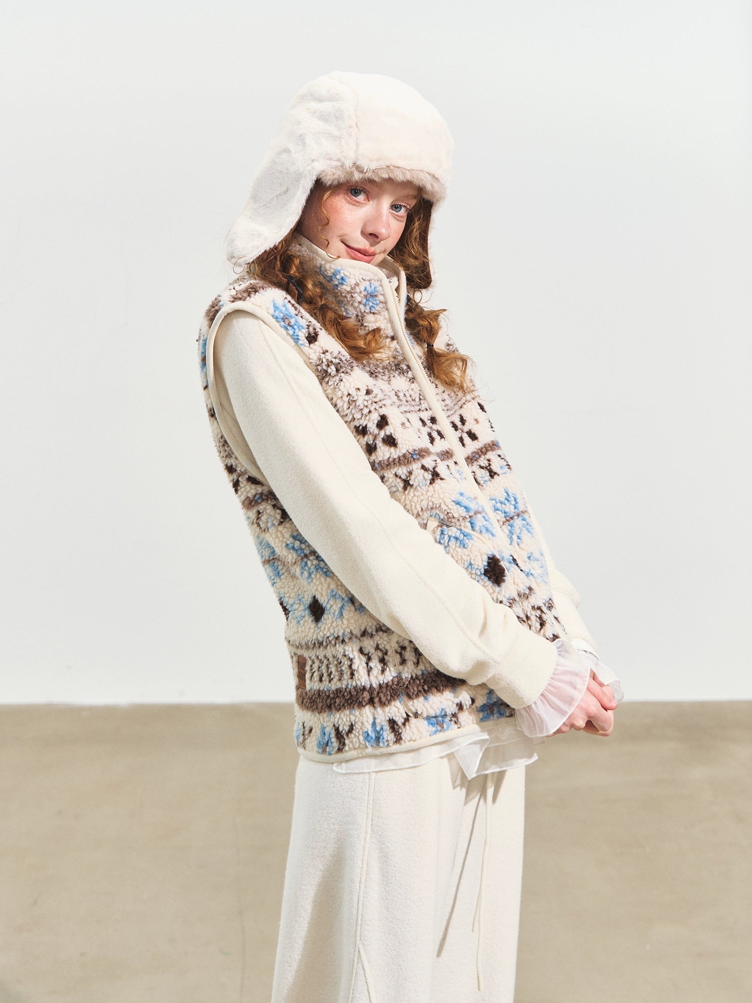 Fair Isle Patterned Fleece Vest