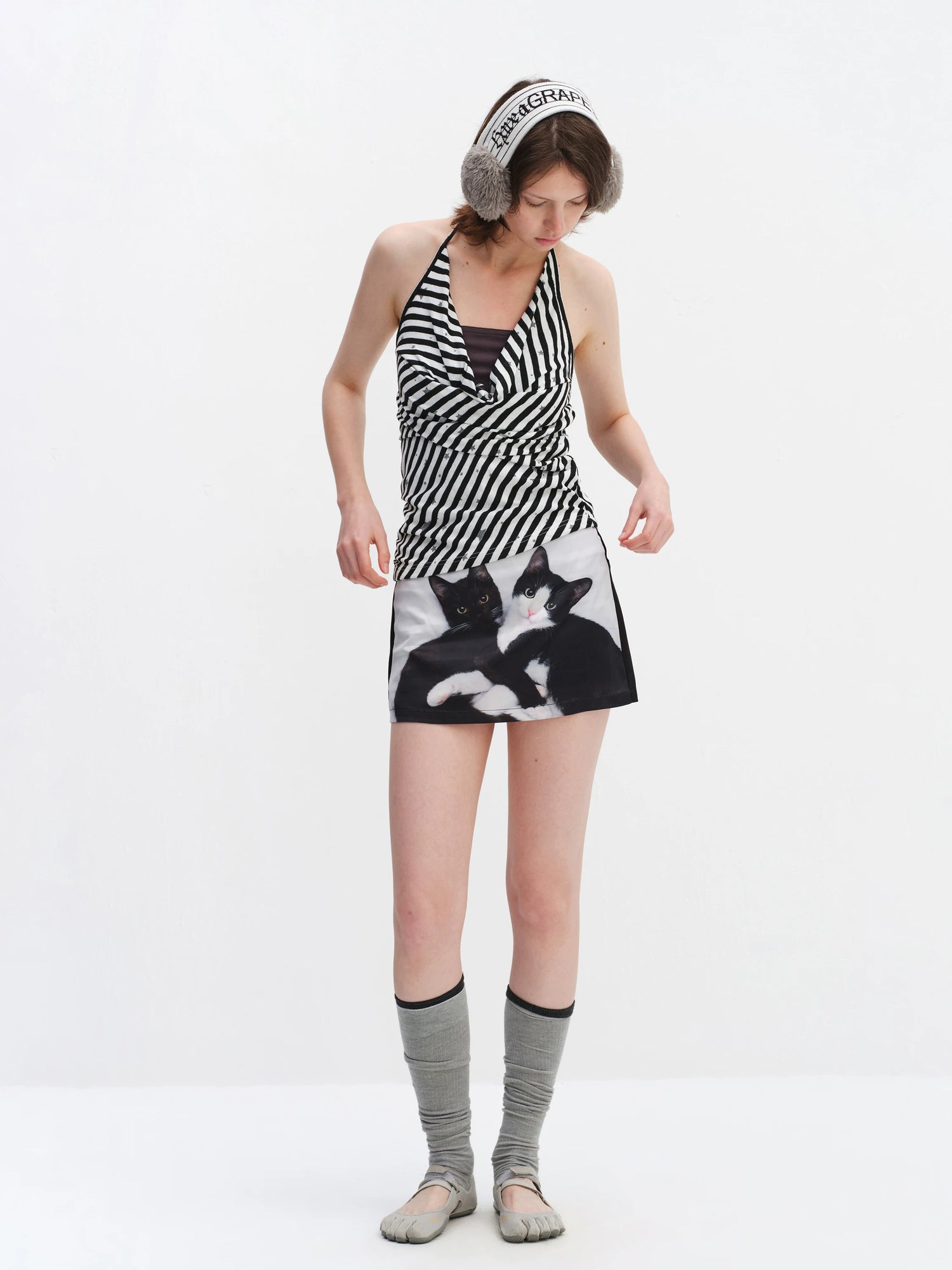 Fake Two-Piece Star Stripe Halter Top