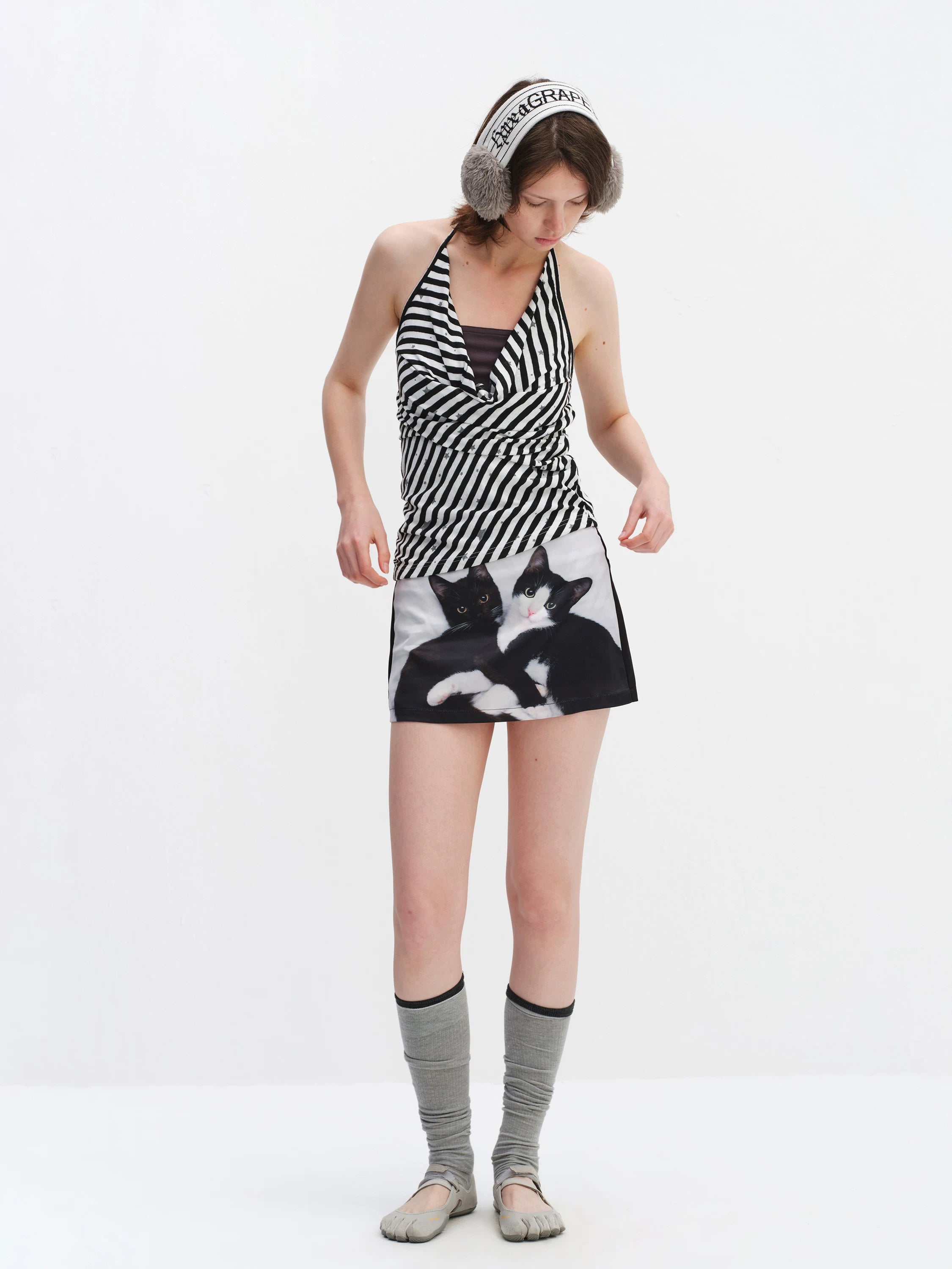 Fake Two-Piece Star Stripe Halter Top