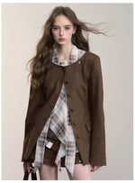 Brown Studded Suede Cinched Jacket