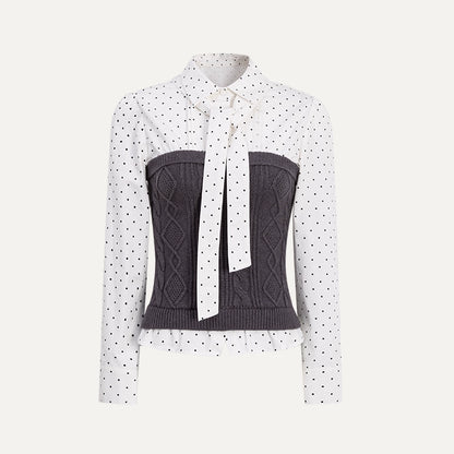 Polka-Dot Preppy Shirt &amp; Skirt Set