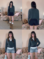 Striped V-Neck Sweatshirt