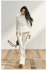 White Detachable Fur Collar Down Jacket