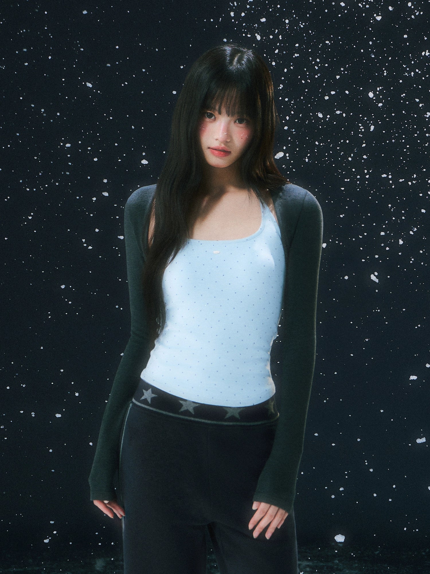 Light Blue Contrast Polka Dot Camisole Set