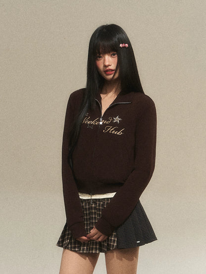 Vintage Letter Zip Sweatshirt