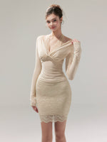 Lace Knit 2-in1 Blouse & Skirt Set
