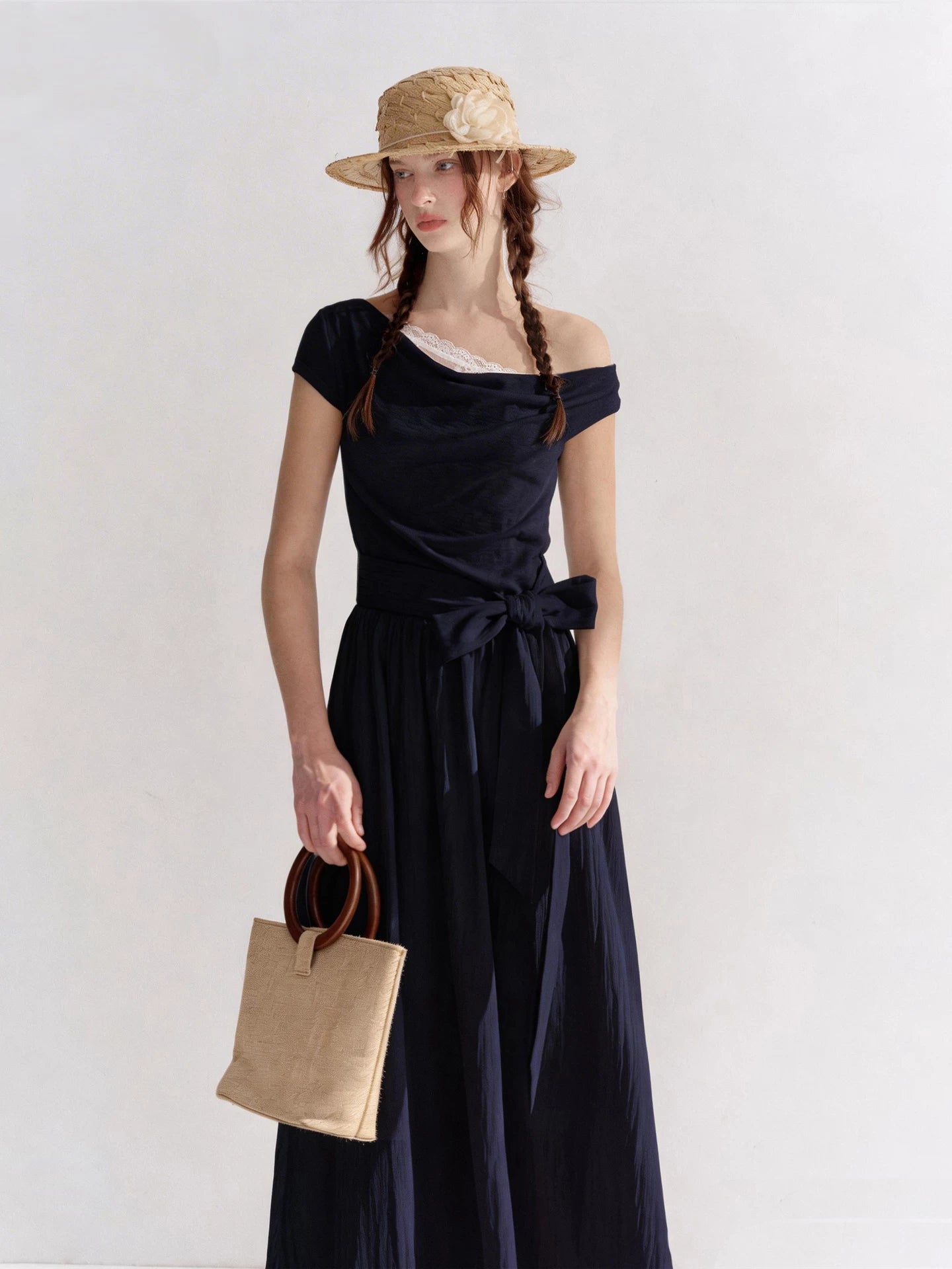 Lace Cowl-Neck Maxi Dress