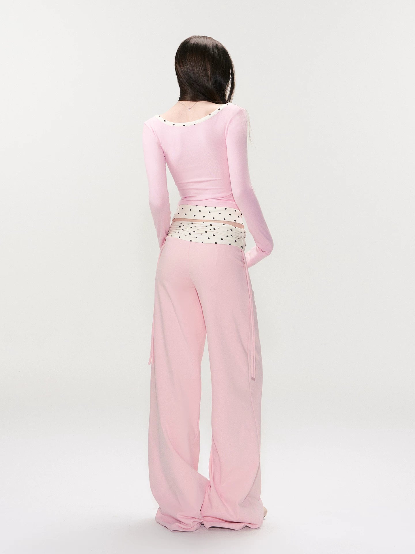 Pink Contrast Polka Pants