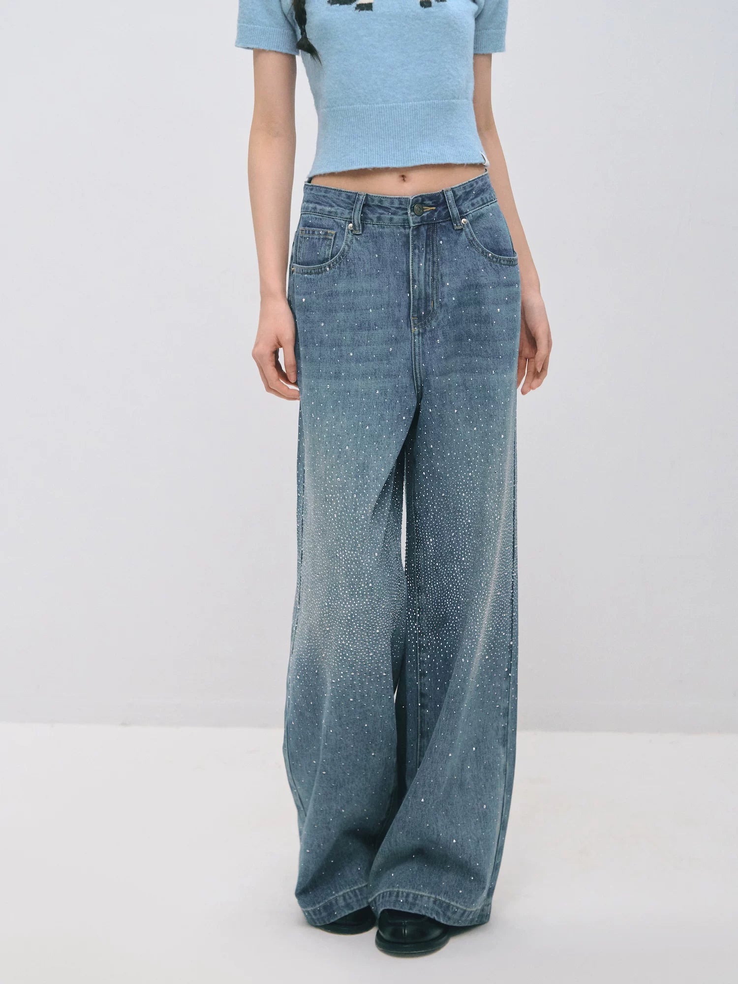 Vintage Rhinestone Straight Jeans