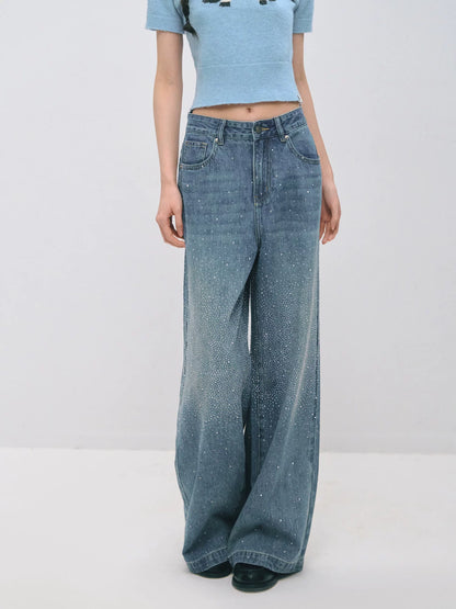 Vintage Rhinestone Straight Jeans