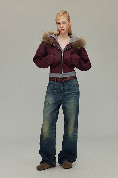Detachable Fur Collar Hoodie Jacket