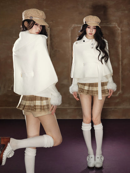 Detachable Faux-Fur Henry Neck Knit Set