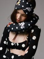 Polka Dot Contrast Knit Cardigan & Lounge Pants Set