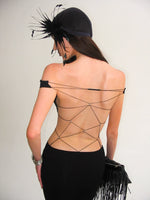 Black Lace-Up Halter Maxi Dress