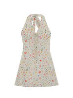 Floral Halter V-neck Mini Dress