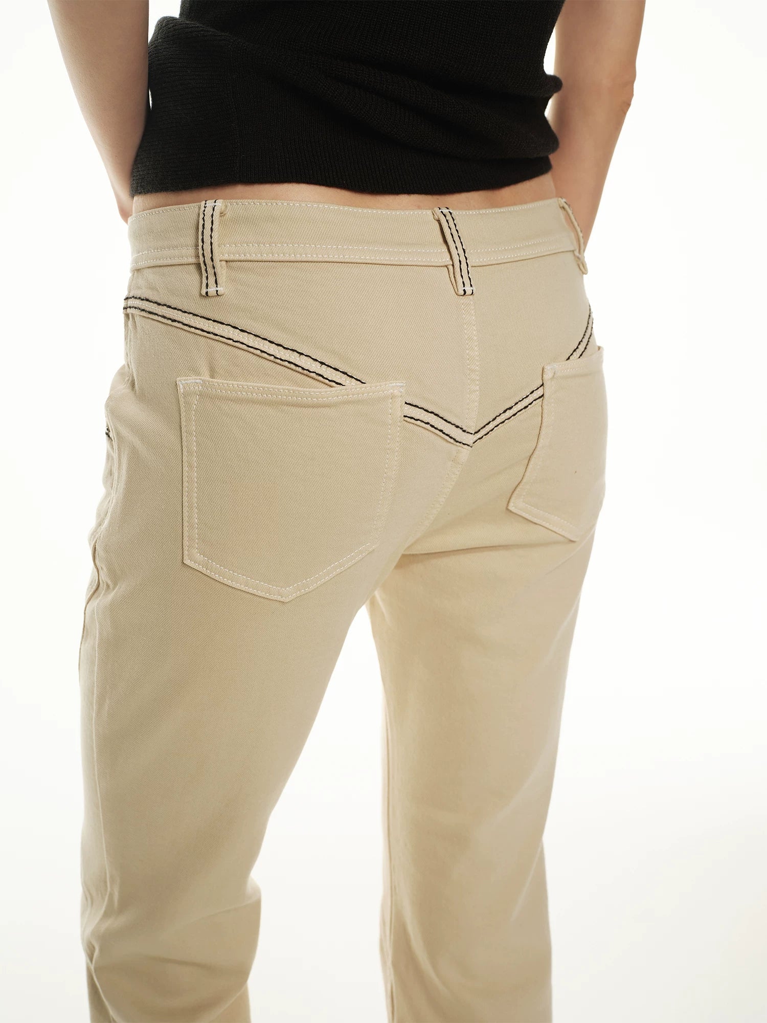 Contrast Stitch Straight Jeans